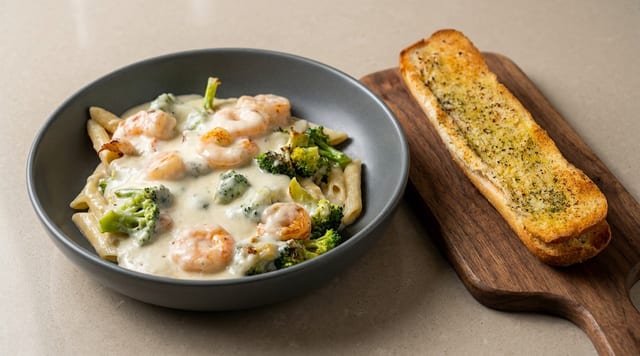 Shrimp Broccoli Alfredo Ziti.