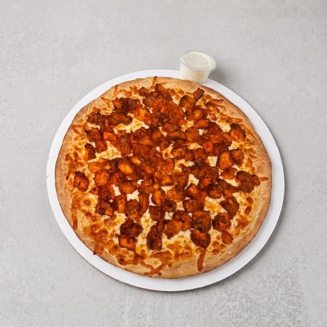 Crispy Buffalo Chicken Pizza.